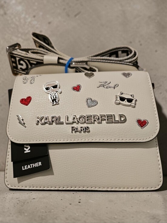 Karl Lagerfeld Handbags - Karl Lagerfeld White Leather Crossbody Bag with Charms
